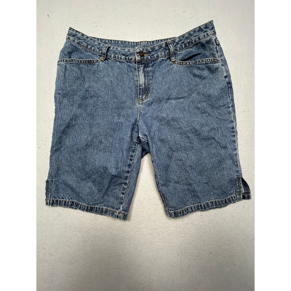 First Issue Liz Claiborne Denim Shorts 100% Cotton Blue 14 Petite Womens